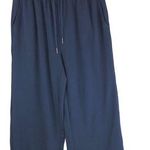 H by Halston H Halston Studio Womens Pants Pull On Wide Leg Crop Stretch Navy Blue S Photo 0