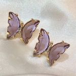 Boutique Crystal Purple Butterfly Stud Earrings Photo 0