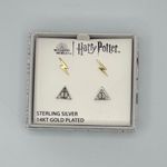 Harry Potter NEW-Sterling Silver 14Kt Gold Plated  Earrings Set Photo 0