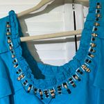 Dress Barn Womens Size 8 turquoise sleeveless tiered ruffle beaded dress NWT Photo 3