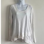 Sundance White Long Sleeve Scoop Neck Top Small 100% Cotton Layered Hem Photo 0