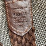 Michael Kors  Dark Brown Genuine Braided Woven Leather Wide Western Charm Belt M Photo 3