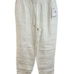 Athleta Linen Ankle Pant Womens Size Medium White NWT Preppy Coastal Photo 0