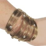 Gold Tone Wire Cuff Bracelet with Rhinestones Gold Photo 1