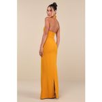 Lulus NWT  Mesmerizing Perfection Yellow Halter Neck Backless Maxi Dress Size M Photo 2