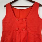 Talbots Dark Orange Irish Linen Back Button Pleated Sleeveless Shift Dress 10P Photo 2