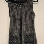 White House | Black Market Black and Gray Long fur trim Vest Photo 0