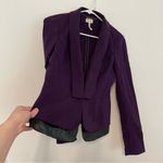 Laundry by Shelli Segal Faux Leather Trim Peplum Jacket Plum Purple Black Blazer Photo 7