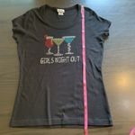 Isaac's Designs Girls Night Out Shirt Womens Small Embellished Cocktails McBling Black Photo 9
