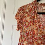 Solitaire  Orange Tangerine Floral Eyelet Blouse Size Large Photo 1