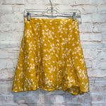 Billabong yellow skirt swing lined Large floral mini side zipper brass logo boho Photo 0