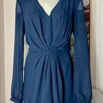 Topshop  Navy Blue Chiffon Pleated Front Flowy Playsuit Romper Size 12 Large Photo 0