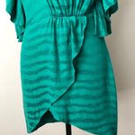 Saylor | Green Striped Tulip Hem Ruffle Sleeve Dress Sz S Photo 3