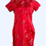 Red floral silk vintage traditional Chinese Qipao dress Size Large Photo 0