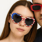 Bundle of 2 Fourth of July Sunglasses – Red Rectangle & Patriotic Heart Shape Photo 0