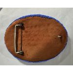 Source Unknown VTG Native American Handmade Beaded Belt Buckle Deer hide Leather Backing Photo 3