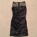 Hailey Logan  Black silk dress with mesh top and zipper back Photo 1