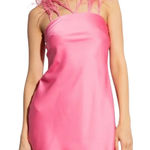 Cult Gaia  Karosi Ostrich-Feather Satin‎ Mini Dress size Large $518 NEW Photo 0