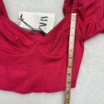 ZARA NEW- hot pink long sleeve corset crop top size medium Photo 4