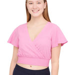 Abound  Women's Crop Top Purple Violet Cap Sleeve Surplice size small Photo 0