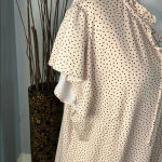 Adrianna Papell  Pink Polka Dot Blouse with Ruffle Neckline Photo 2