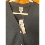 Como vintage  Womens Large 20x26 Black Quilted Blazer Jacket Button Patch Pockets Photo 2