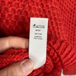 Loft Mohair Blend Honeycomb Knit Orange Red Crew Neck Sweater Photo 3