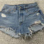 Levi's  501 Cut-Off Shorts Women's 27 Blue Denim Distressed‎ Original Fit Beach Photo 0