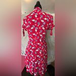 EXPRESS Red Floral Dress with Blue Accents Photo 2