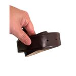 Source Unknown Vintage Y2K Brown Leather Belt Boho Oval Natural Stone Bronze Buckle Sz M Photo 4