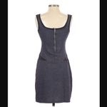 Monrow Dress S Scoop Neck Bodycon Mesh Insert Blue Luxury Party Trip Thick Knit Gray Photo 3