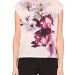 Ted Baker Cosita Floral Sheer Short Sleeve Shirt Blouse Ethereal Posie 4 / US 10 Photo 0