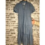 Grace + Karma | women denim button down dress puff sleeves Blue Photo 6