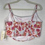 Midnight sky  Crop Top Sz XL Floral Paisley Linen Corset Handkerchief Coconut Gir Photo 2