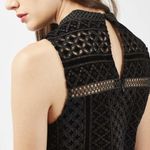 Topshop  Black Velvet Cutwork Lace Shift Mini Dress Size 2 Photo 2
