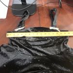 Black Velvet Rhinestone Bow Strap Holiday Party Cocktail Glam Dress XS Photo 6