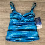 Gabar NWT Women's Blue swim tankini striped print sz 10 Photo 0