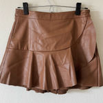 The Impeccable Pig  Faux Leather Brown Mini Skirt Photo 0