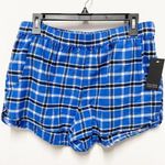 Free Press Blue Plaid Pajama Lounge Shorts Blue Marmara Rose Plaid Medium NWT Photo 2