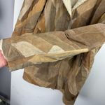 Y2K Leather Patchwork Penny Lane Jacket Coat Sz Large Tan Brown Hooded Photo 7