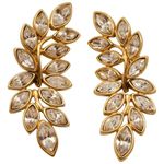 KENNETH JAY LANE MARQUISE CRYSTAL RHINESTONE LEAF DANGLE CLIP Photo 2