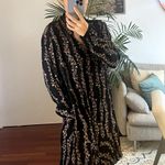 Free People Boho Floral Buttondown Shirt Dress Black Combo Size L Photo 2