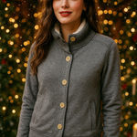 Aerie Womens Jacket Size XL Gray Sherpa Lined Button Front Fleece Cozy Winter Photo 0