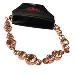 Paparazzi Round Discs Rhinestone Link Circle Tennis Bracelet Rose Gold New Photo 1