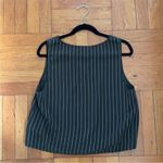 Babaton Aritzia  Green Striped Crop‎ V Neck Tank Sleeveless Top Size Medium Photo 2