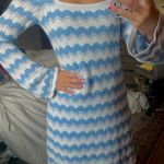 Hollister  blue and white long sleeve crochet mini dress Photo 2
