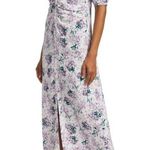 ByTimo  Maxi Dress Summer Floral Button Down Puff Sleeve Front Slit Purple XL New Photo 2