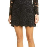 Likely Cupani Dress Womens 10 Black Lace Long Sleeve Sheath Cocktail Mini Party Photo 0