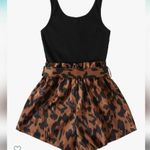 Slevless striped tank Romper short Jumper leopard print on buttom and ribbed top Multiple Size M Photo 1