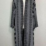Angie Boho Black White Floral Cover Up Kimono Cardigan Photo 0
